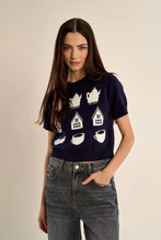 Load image into Gallery viewer, Short sleeve knit - Navy
