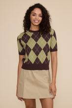 Load image into Gallery viewer, Argyle knit Top - Brown Green
