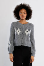 Load image into Gallery viewer, Plaid &amp; Heart Cardi - Grey
