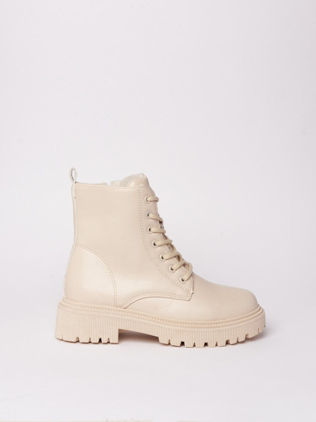 lace up boot - Beige