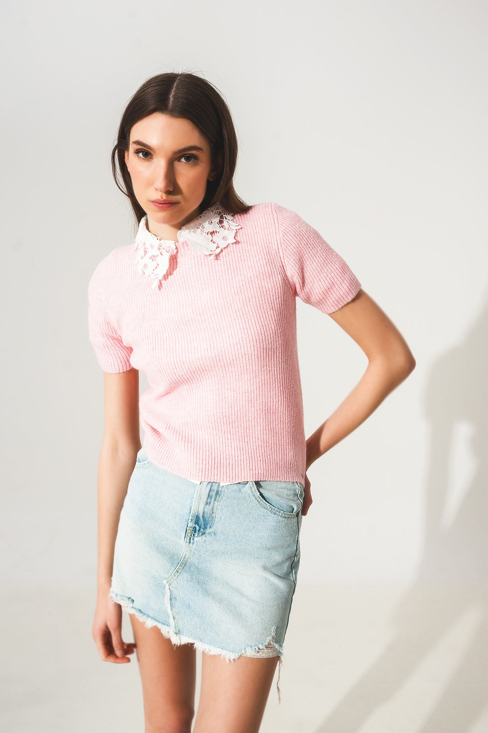 Cropped knitted top - Pink