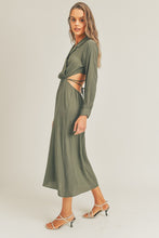 Load image into Gallery viewer, cutout back midi dress - olive

