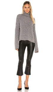 Faux Leather cropped flare - Black