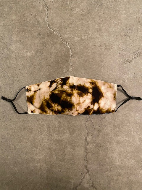 ADULT TIEDYE FACE MASK - BROWN / BEIGE