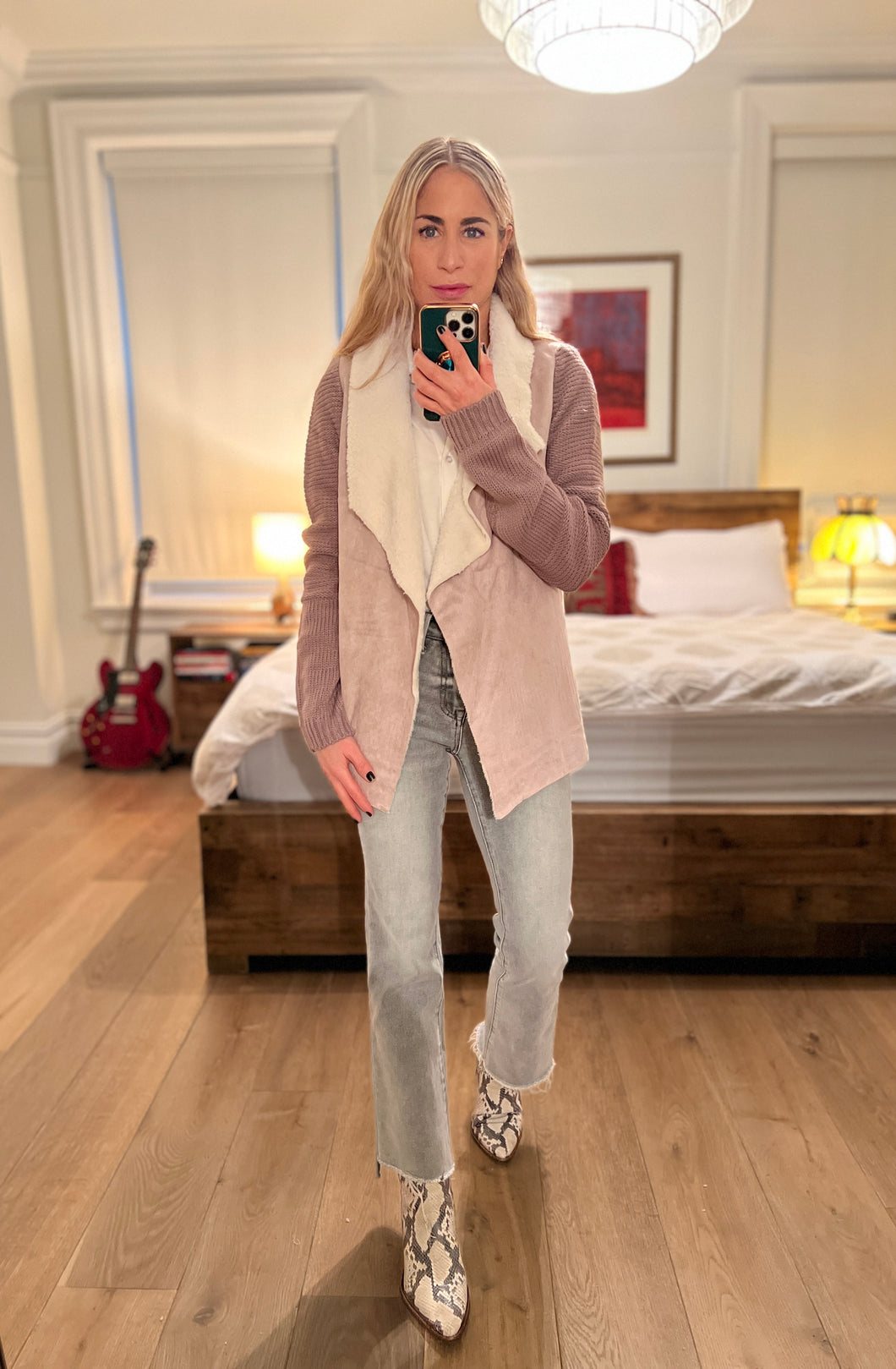 Suede Cardigan - Mauve