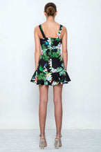 Load image into Gallery viewer, MINI DRESS WITH RUFFLED SKIRT - GREEN FLORAL
