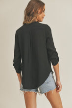 Load image into Gallery viewer, V Neck Woven Top - Black
