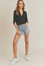 Load image into Gallery viewer, V Neck Woven Top - Black
